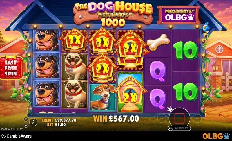 The Dog House Megaways 1000 slot Super Free Spins feature screenshot