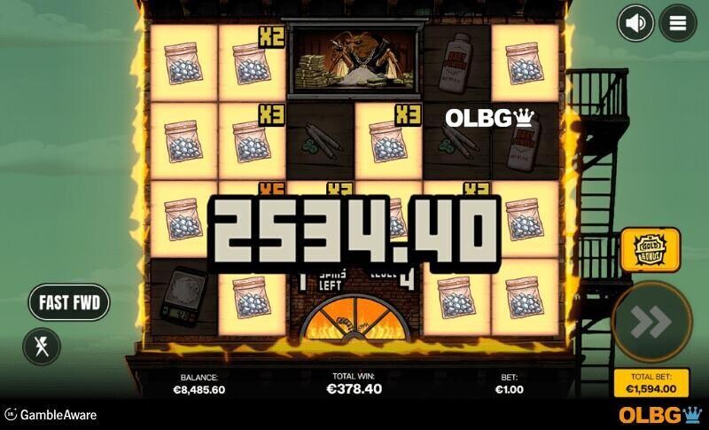 Trap Tower slot Burn the Evidence Bonus feature screenshot