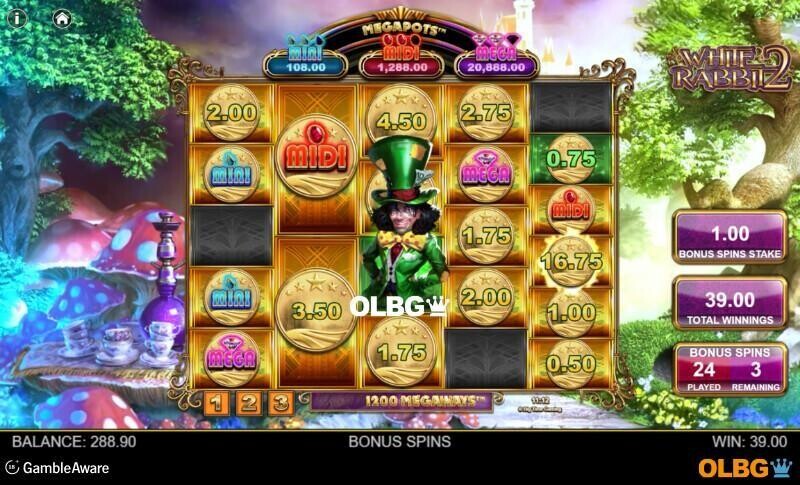 White Rabbit 2 slot Hold and Spin feature screenshot