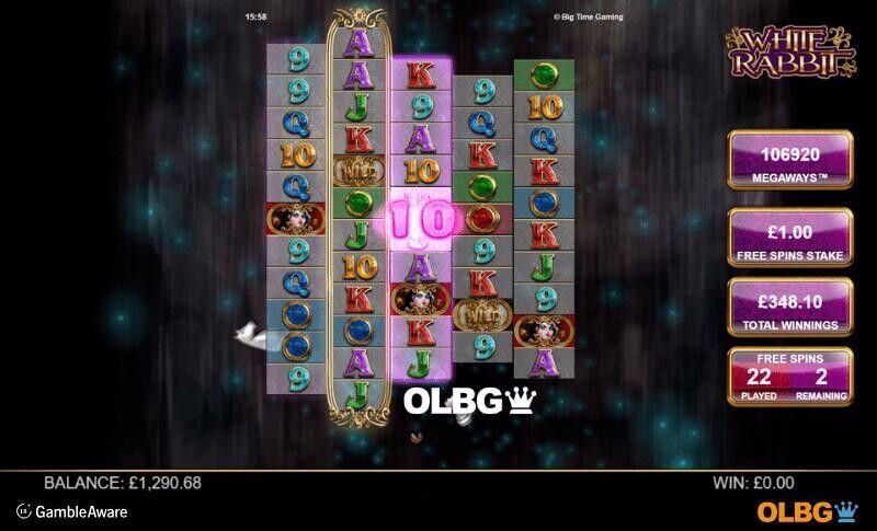 White Rabbit Megaways slot Down the Rabbit Hole Free Spins feature screenshot