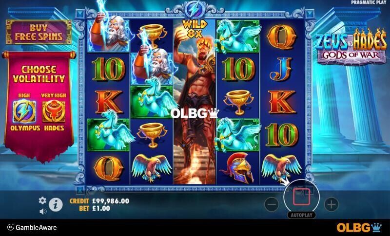 Zeus vs hades - Gods of War slot Expand Wilds with Multipliers feature Olympus Mode screenshot