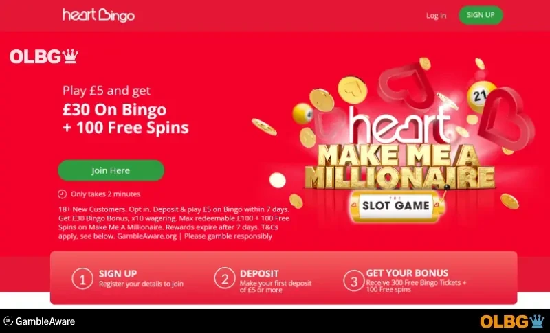 heart bingo welcome bonus screenshot