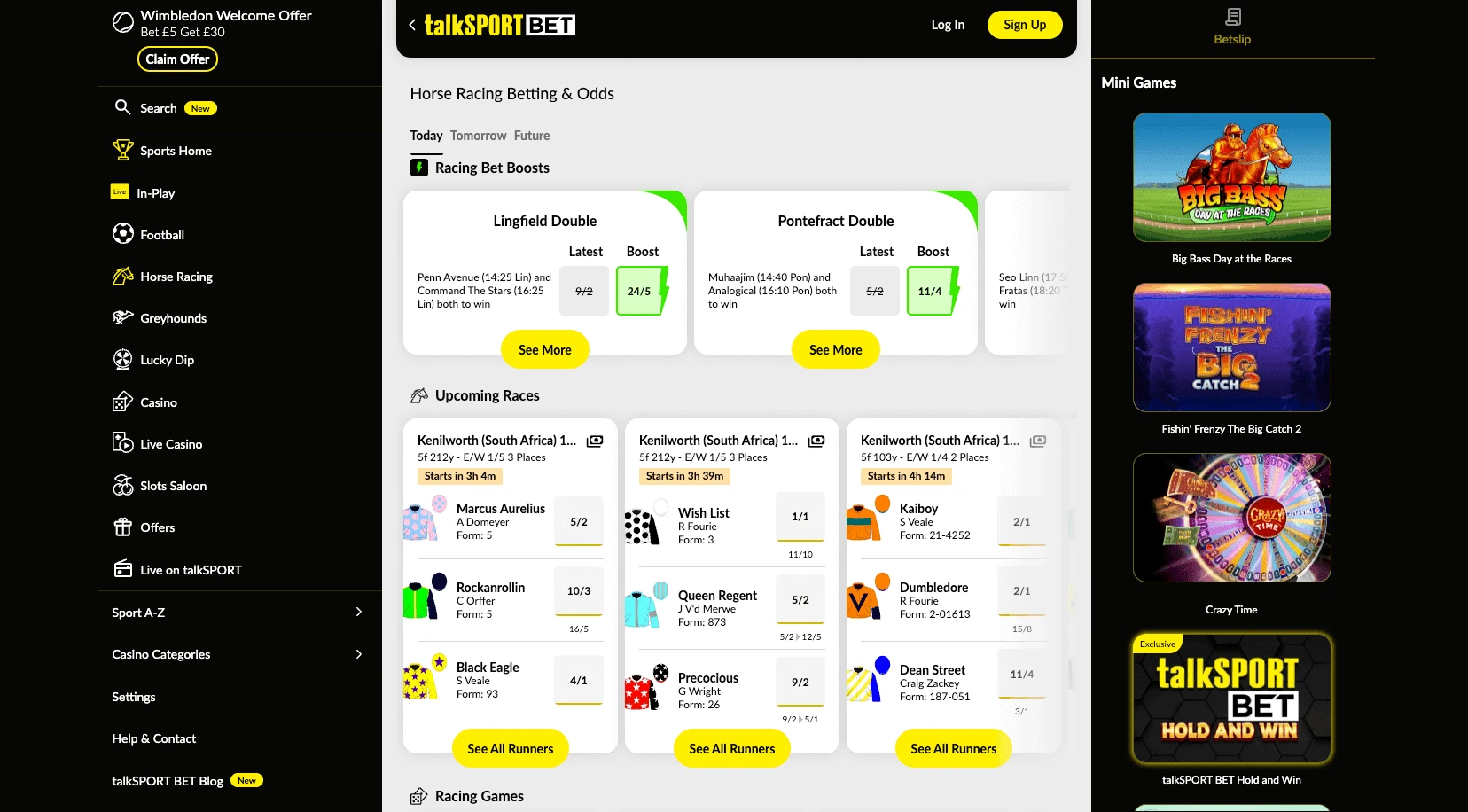Talksport website and free bets image 