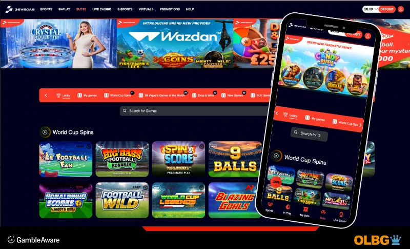 A card showing how 36vegas slot site look on both mobile and desktop views