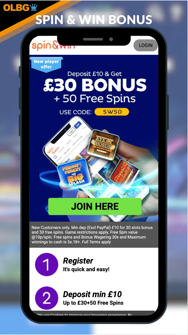 The welcome offer at Spin and Win Casino