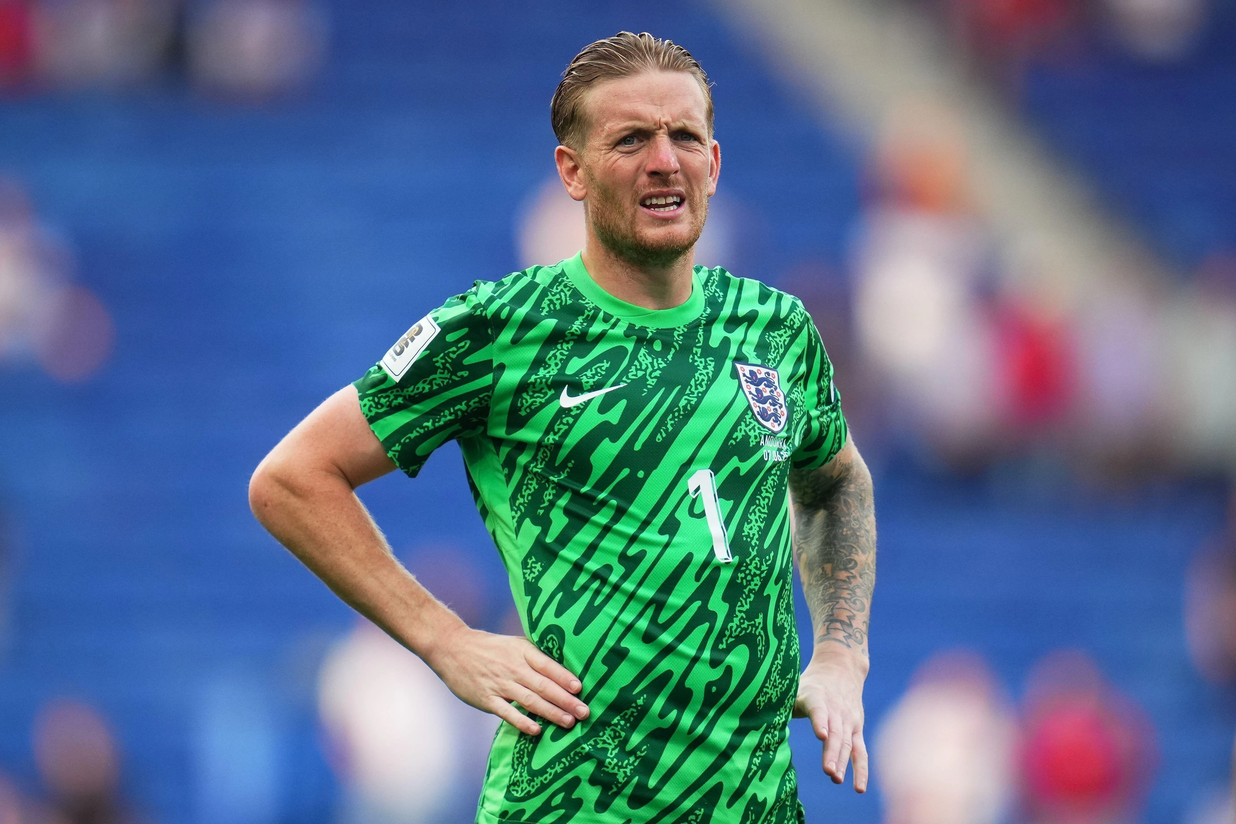 Barcelona, Spain. 08th June, 2025. Jordan Pickford of England during the FIFA World Cup 26 UEFA Qualifiers match, Group K, matchday 3 between Andorra and England played at RCDE Stadium on June 7, 2025 in Barcelona, Spain