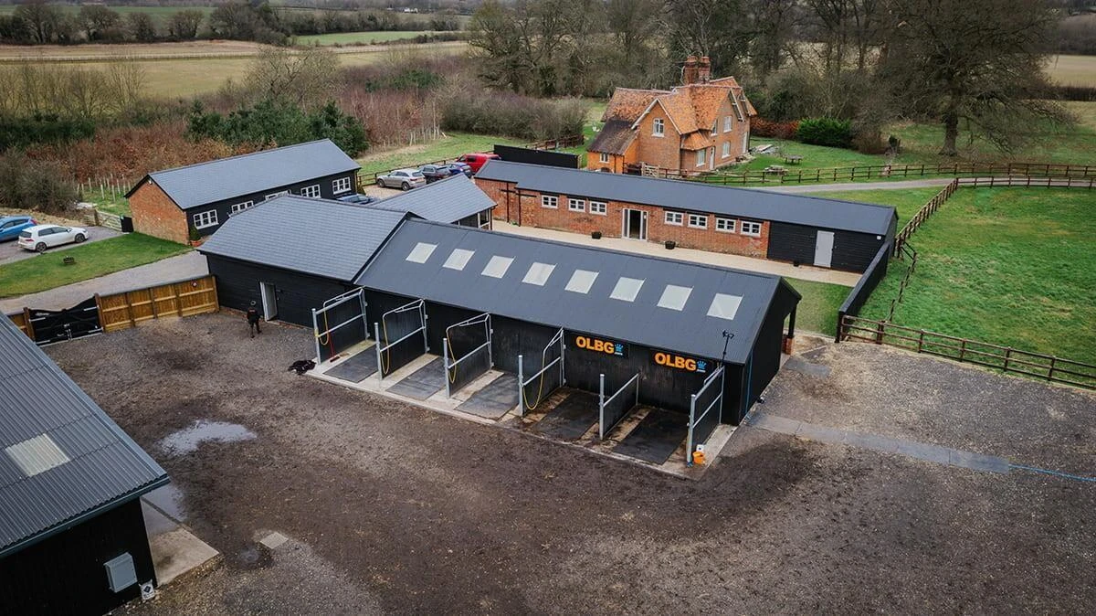 Aerial Photo showing the washdown bays at Harry Derham Racing