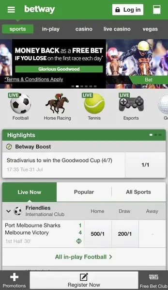 Betway website image showing free bets
