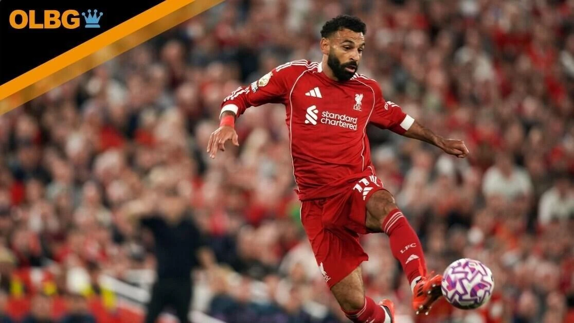 Liverpool's Mohamed Salah is in action during the English Premier League soccer match between Liverpool and Bournemouth at Anfield stadium in Liverpool, England, Friday, Aug. 15, 2025. (AP Photo/Ian Hodgson)
