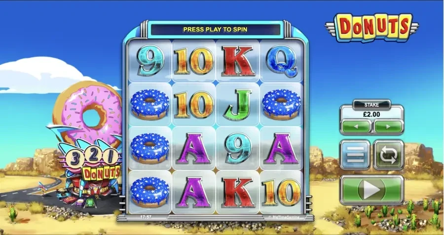 Donuts Slot game screesnshot showing the playing board