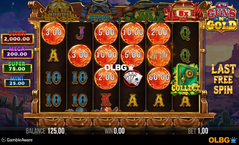 4TP Guns N’ Gold slot Free Spins feature screenshot