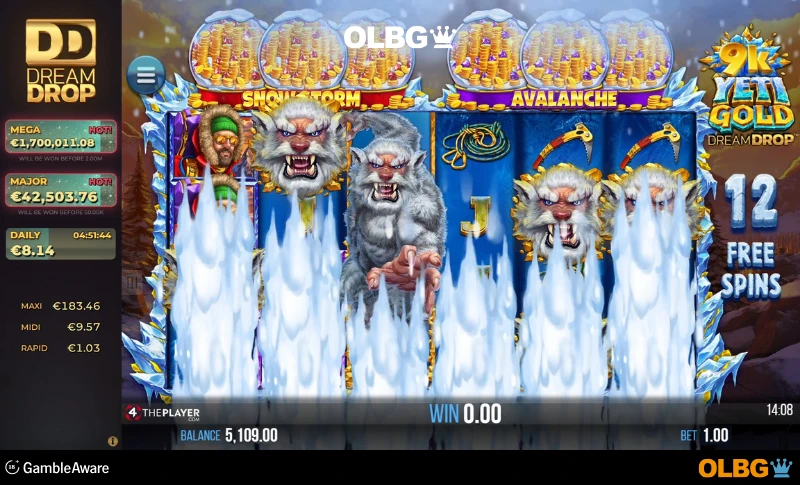 9k Yeti Gold Dream Drop slot Free Spins feature screenshot