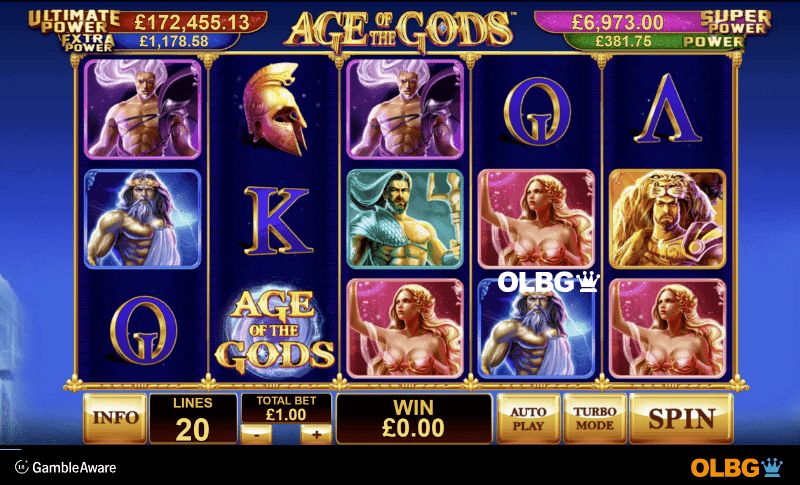 Age of the Gods slot base game screenshot