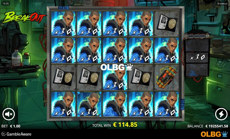 Breakout slot Clearout Spins feature screenshot