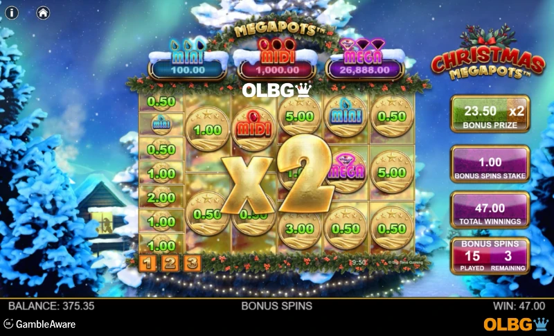 Christmas Megapots slot Hold and Spin feature screenshot