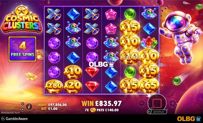 Cosmic Clusters slot Free Spins feature screenshot