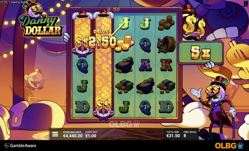 Danny Dollar slot No Bills No Thrills feature screenshot