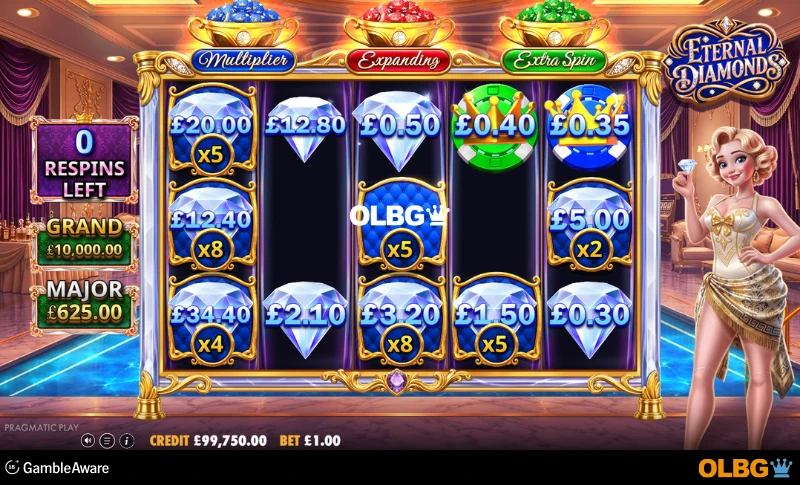 Eternal Diamonds slot Respin feature screenshot
