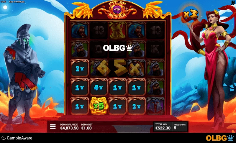 Eye of Medusa slot Gorgon's Gold Free Spins feature screenshot