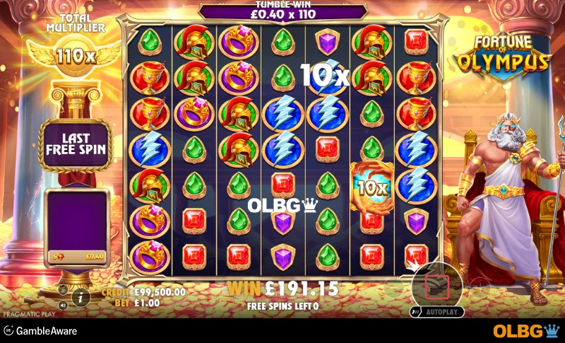 Fortune of Olympus slot Free Spins feature screenshot