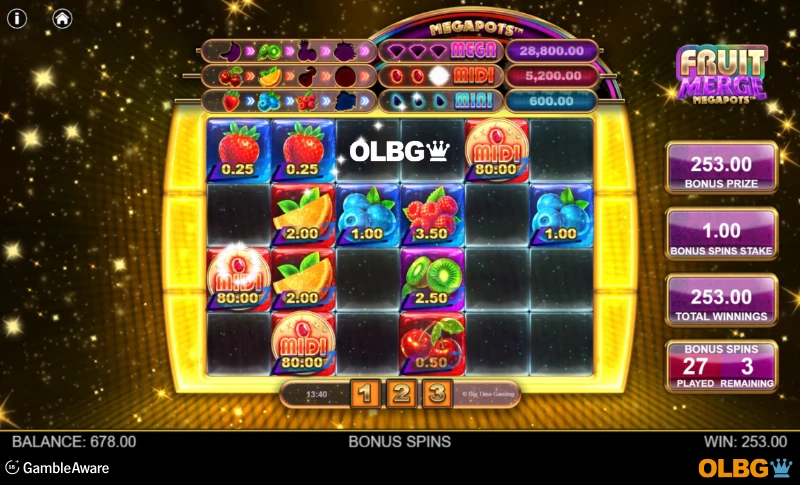 Fruit Merge Megapots slot Free Spins feature screenshot
