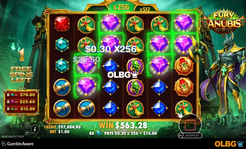 Fury of Anubis slot Free Spins feature screenshot