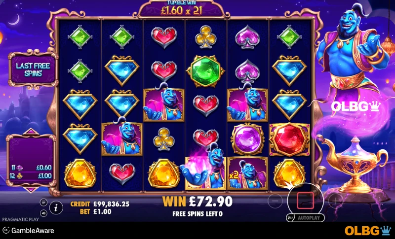 Genie’s Gem Bonanza slot Free Spins feature screenshot
