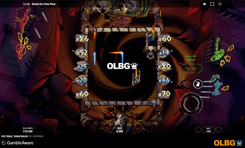 Gods Go Pew Pew slot Lazer Tag feature screenshot