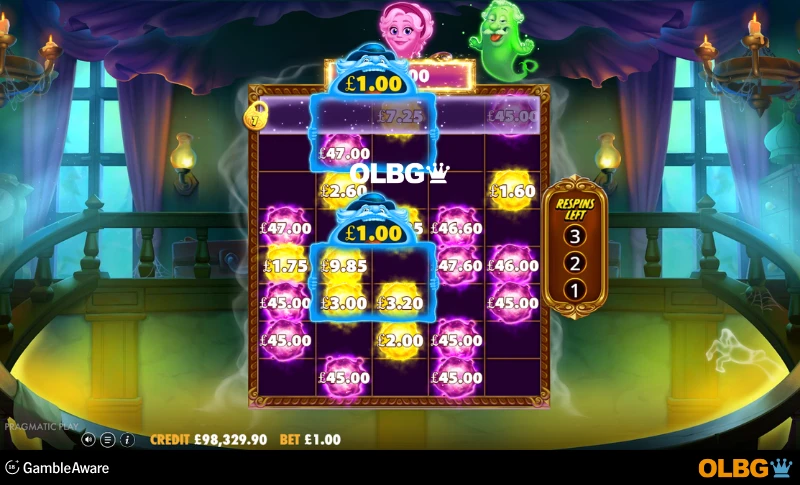 Great Ghosts slot Respin feature screenshot