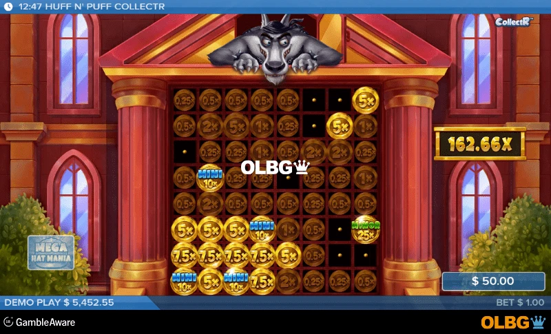 Huff N’ Puff CollectR slot Mega Hat Mania feature screenshot