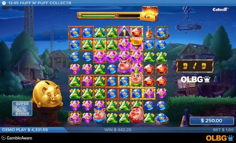 Huff N’ Puff CollectR slot Super Bonus Game feature screenshot