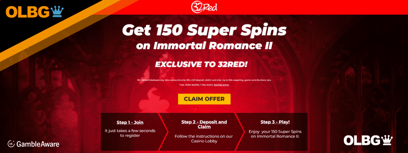 Immortal Romance 2 slot 32Red Casino Super Spins offer