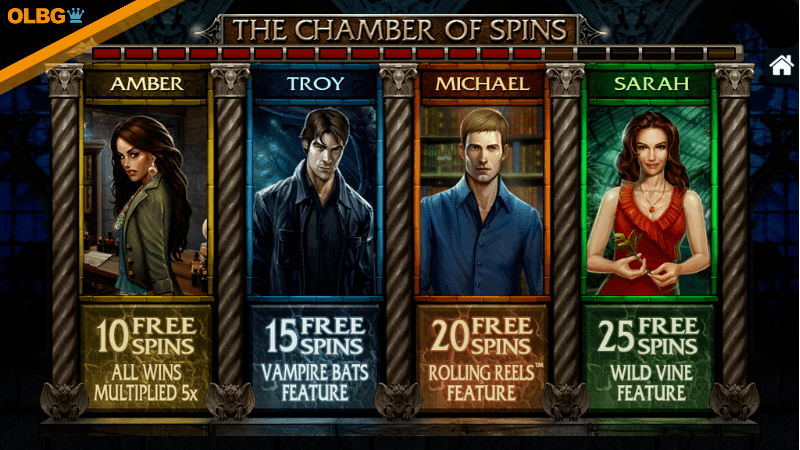 Immortal Romance slot game The Chamber of Spins selection screenshot