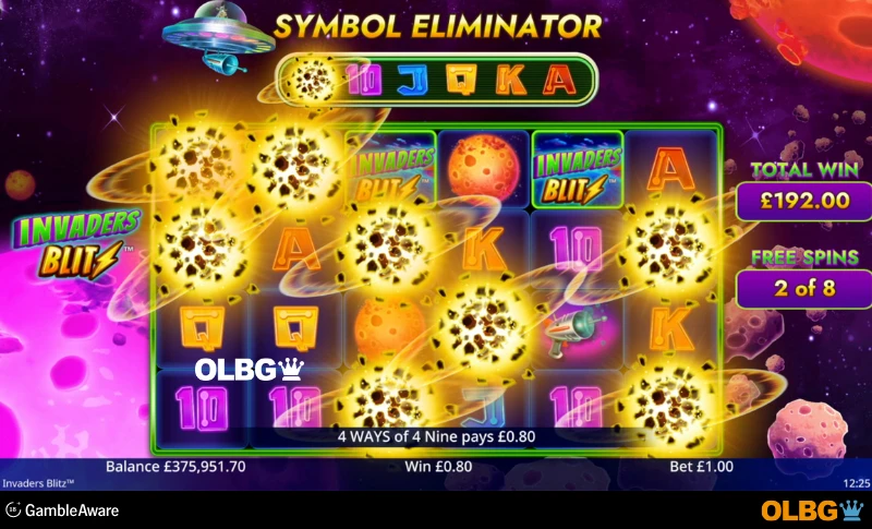 Invaders Blitz slot Symbol Eliminator Free Spins feature screenshot