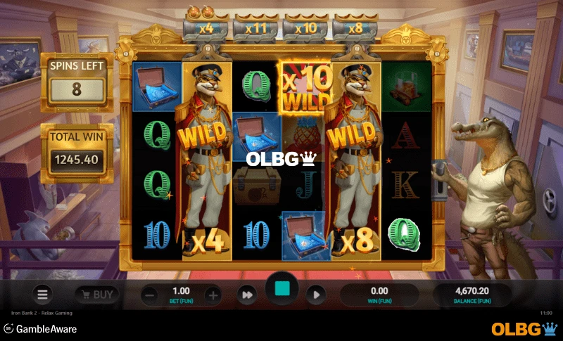 Iron Bank 2 slot Multiplier Collect Free Spins feature screenshot