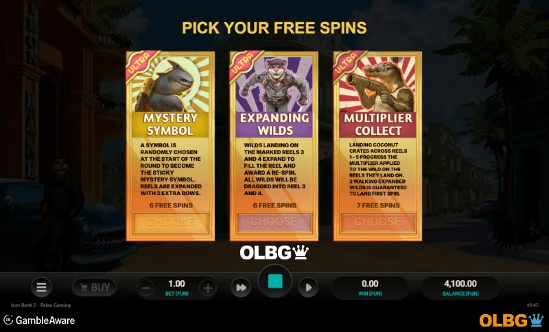 Iron Bank 2 slot Ultra Free Spins choice screenshot