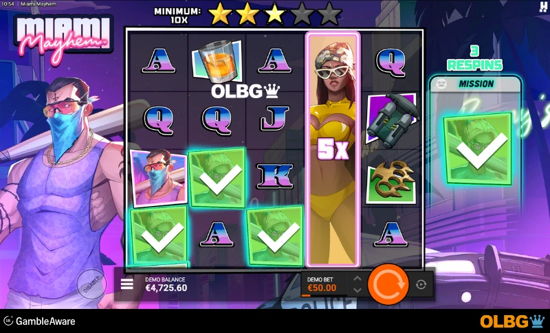 Miami Mayhem slot Missions feature screenshot
