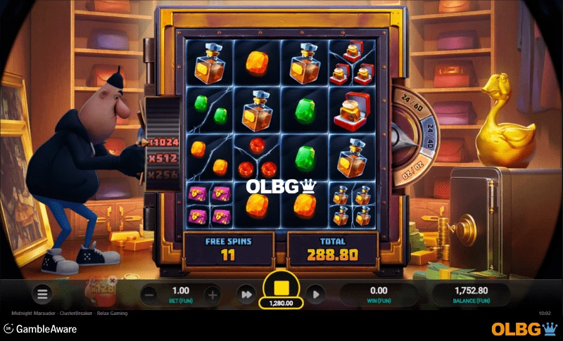 Midnight Marauder ClusterBreaker slot Smash ‘N’ Grab Free Spins feature screenshot