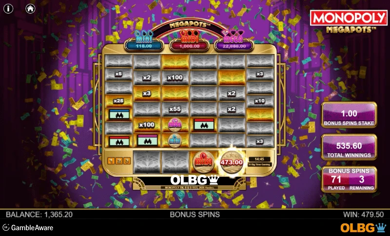 Monopoly Megapots slot Free Spins feature screenshot