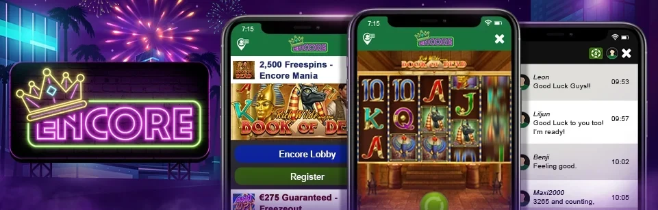 Mobile compatibility is key when playing on your phone. all Recommended slots on this page perform great on mobiles, and this is an example of MrVegas and includes the ENCORE slot tournaments promotions