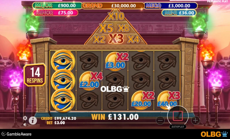 Mummy’s Jewels slot Respins feature screenshot