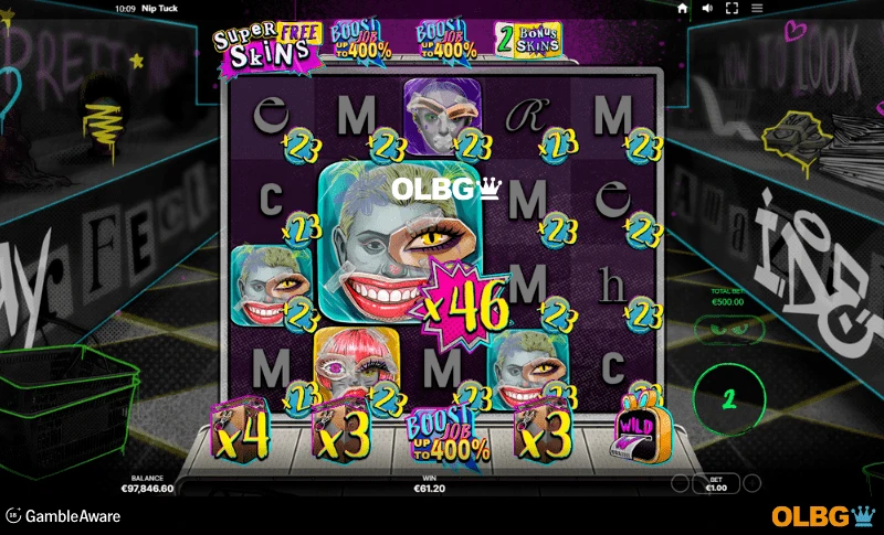 Nip Tuck slot Free Skins feature screenshot