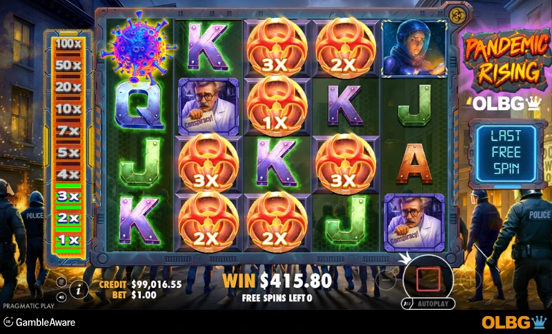 Pandemic Rising slot Free Spins feature screenshot