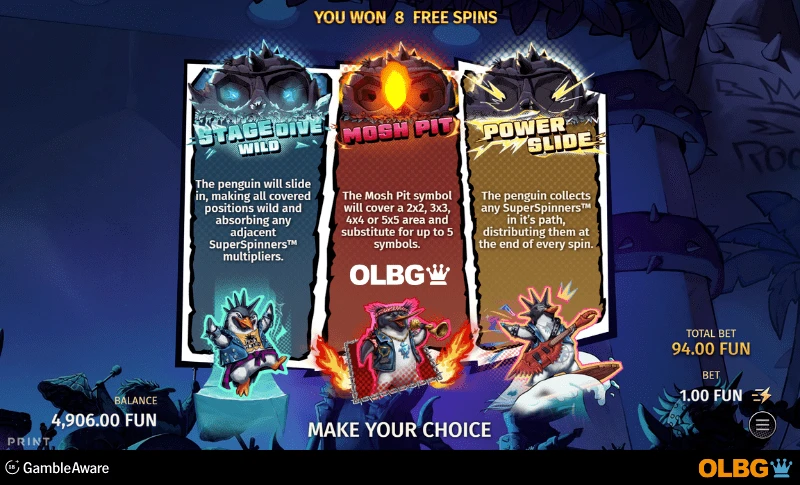 Punk Penguin slot Free Spins Bonus feature screenshot