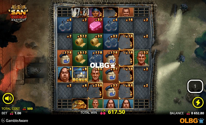 San Quentin Manhunt slot Manhunt Spins feature screenshot