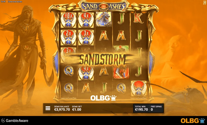 Sand and Ashes slot Storming Sphinx free spins feature screenshot