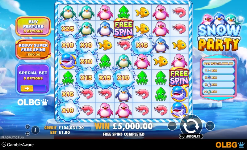 Snow Party slot Free Spins feature screenshot