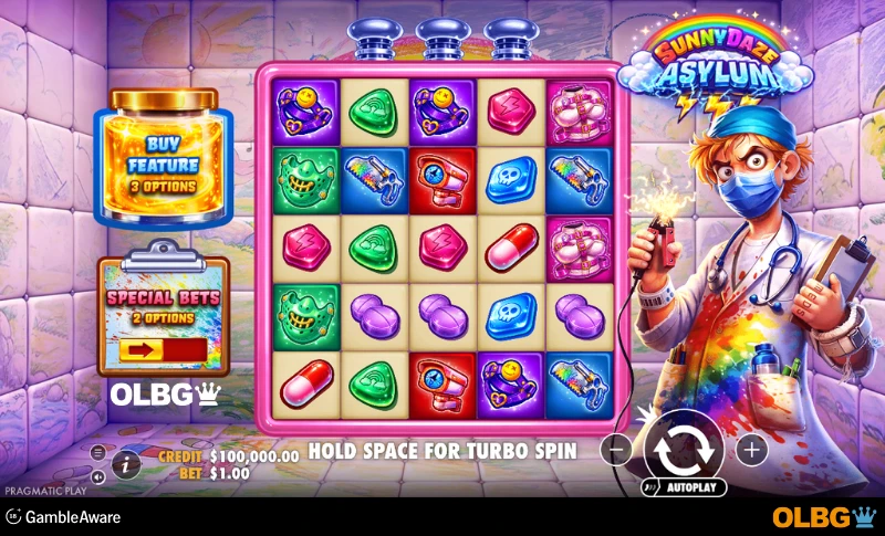 Sunnydaze Asylum slot base game screenshot