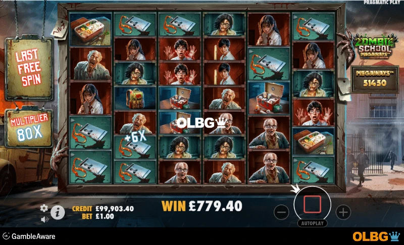 Zombie School Megaways slot Free Spins feature screenshot